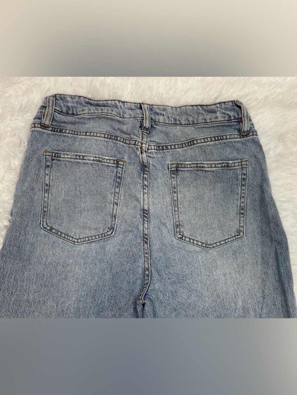 Oliver Logan Aberdeen Wide Leg Crop Jeans Womens Size 30 Blue High Rise Raw Hem - Picture 7 of 14